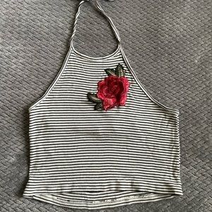 Rose Halter Tie Tank Top